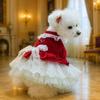 PETCIRCLE Pet Circle Dog Clothing Cat Clothing Bow Lace Edge Velvet Dress Dress