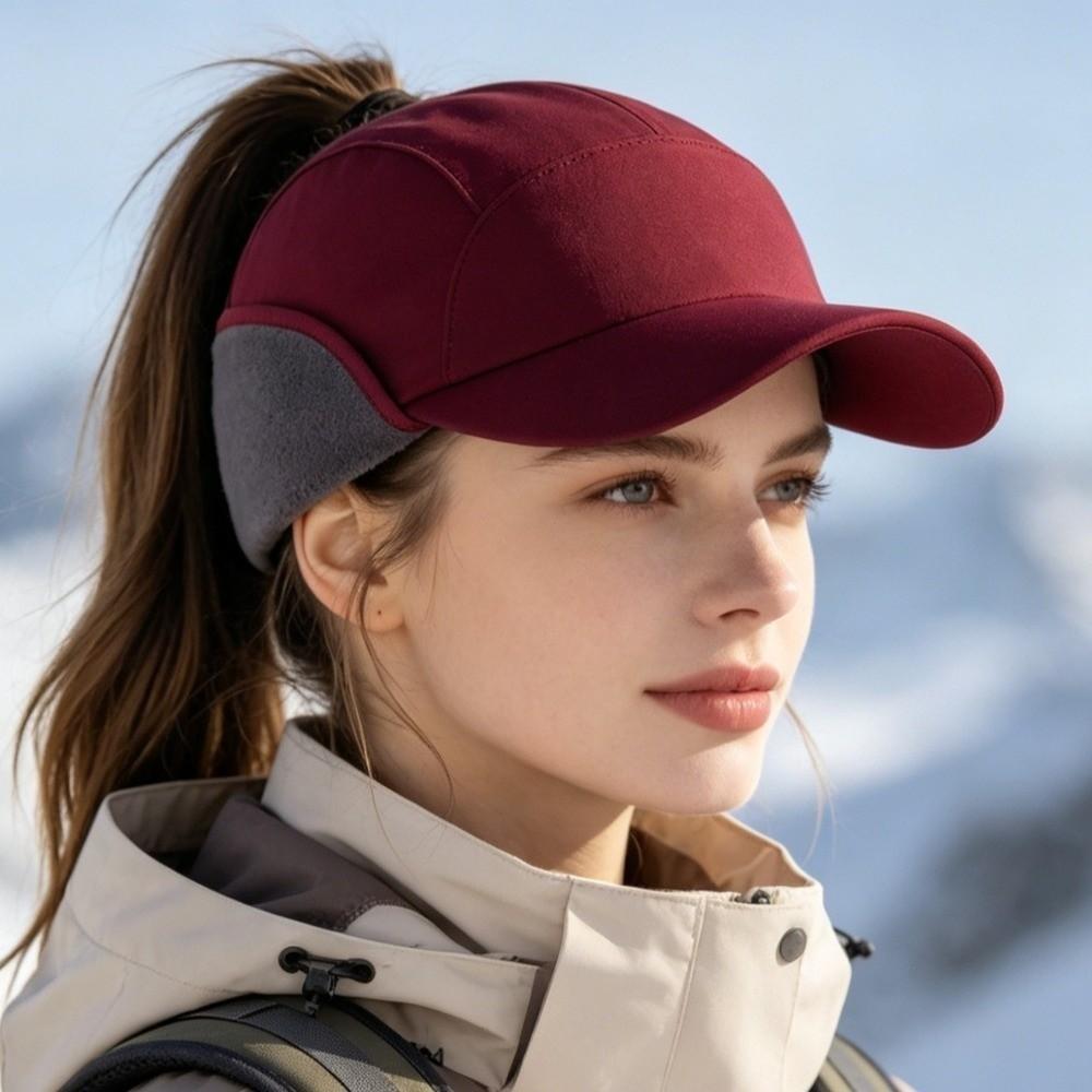 Thickened Fleece Ear Flap Baseball Cap Warm Winter Sports Hat Fashion Windproof Running Hat