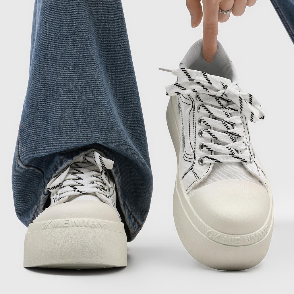 Men Canvas Thick Sole Board Sneakers Breathable Height Boost Casual Shoes for School Walking Travel and Streetwear Sizes 39-46