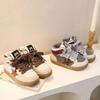 Children's Star High-Top Sports Shoes - 2025 Autumn/Winter Genuine Leather, Two-Layer Cotton, Little Dirty Style for Girls