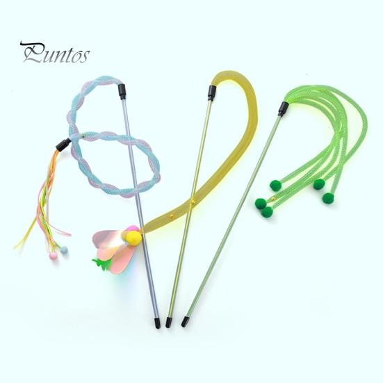 Cat Stick Toy Interactive Small Plush Ball Kitten Teaser Wand Toys with Bell Scratch-Resistant Soft Hose Cat Teaser Stick for Playing