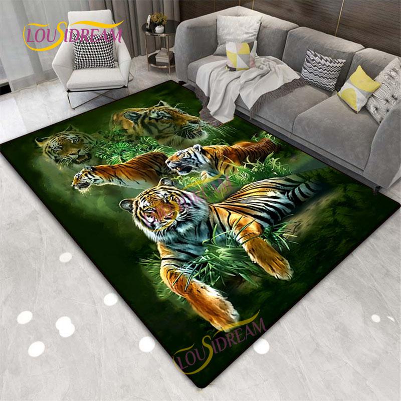 Animal Art Tiger Washable Square Soft Wolves Rug Living Room Bedroom Decorative Floor Mat Kitchen Bathroom Door Mat carpet.
