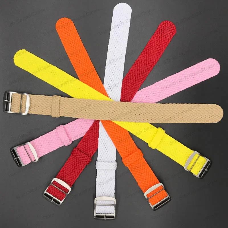 14mm 16mm 18mm 20mm 22mm Perlon Woven Nylon Watchbands Fabric Bracelet Military Men Watch Strap Metal Buckle Black Blue Band