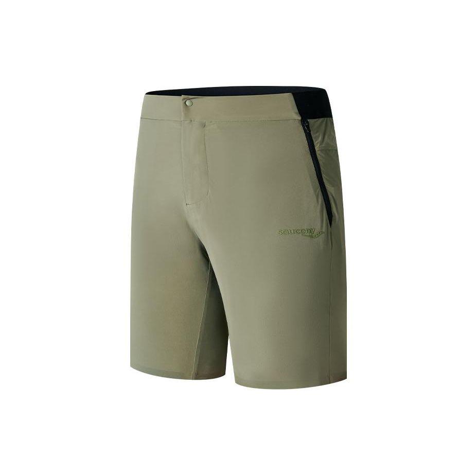Saucony Solid Color Mid Rise Straight Fit Sports Shorts Men shorts Willow-Green SC2239078-2