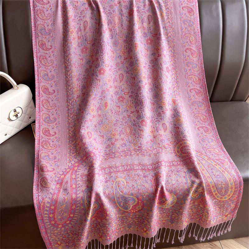 Bohemian Autumn Jacquard Pashmina Scarf Cashmere Women Paisley Design Floral Female Soft Thick Blanket Bufanda Warm Shawl Stole