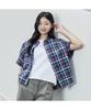 BANGBANG Women'S Multi Check Oversized Short Sleeve Shirt (Csm308)