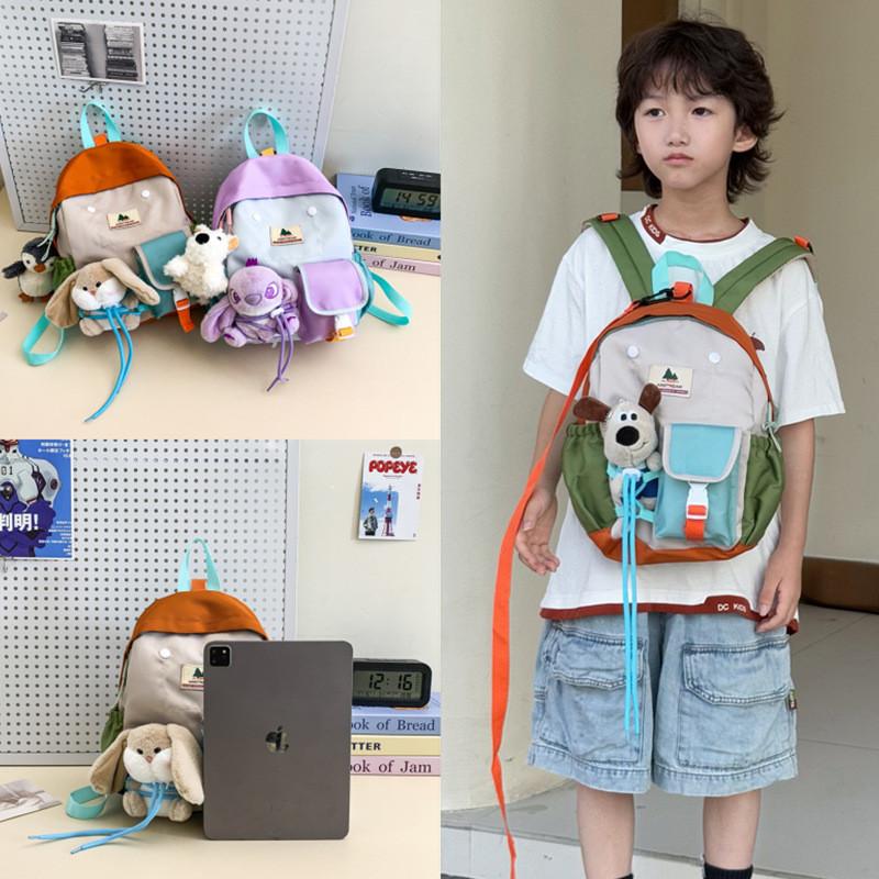 Angel Doll Cartoon Color Blocked Kids Backpack With Ergonomic Shoulder Straps For School Use