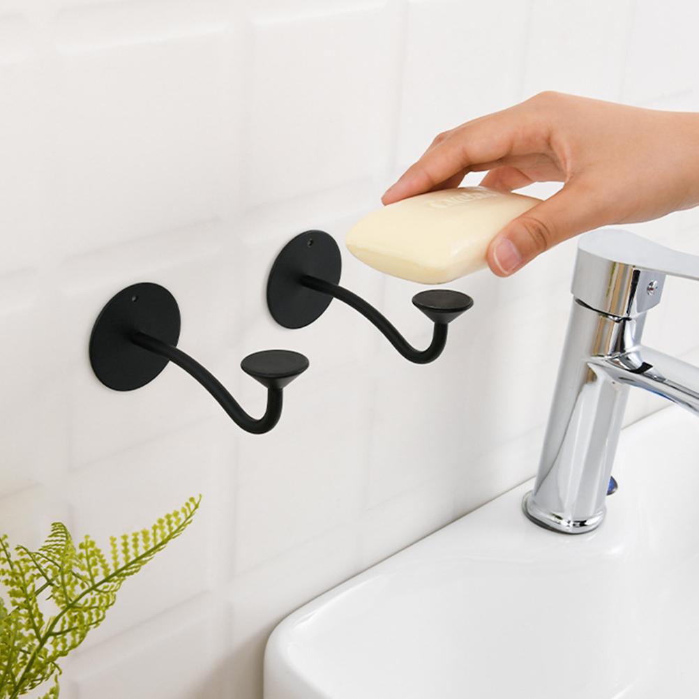 Black Stainless Steel Magnetic Soap Holder Soap Hanging Suction Cups Bathroom Accessories Portable Soap Dishes