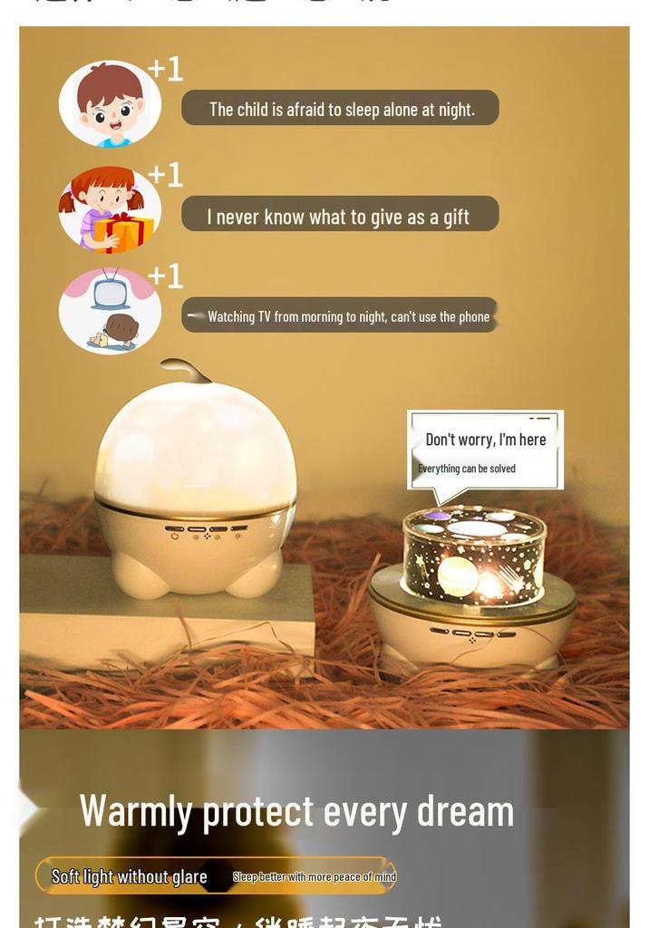 Adorable Starry Sky Night Light Projector for Kids - Seven-Color Rechargeable Atmosphere Lamp