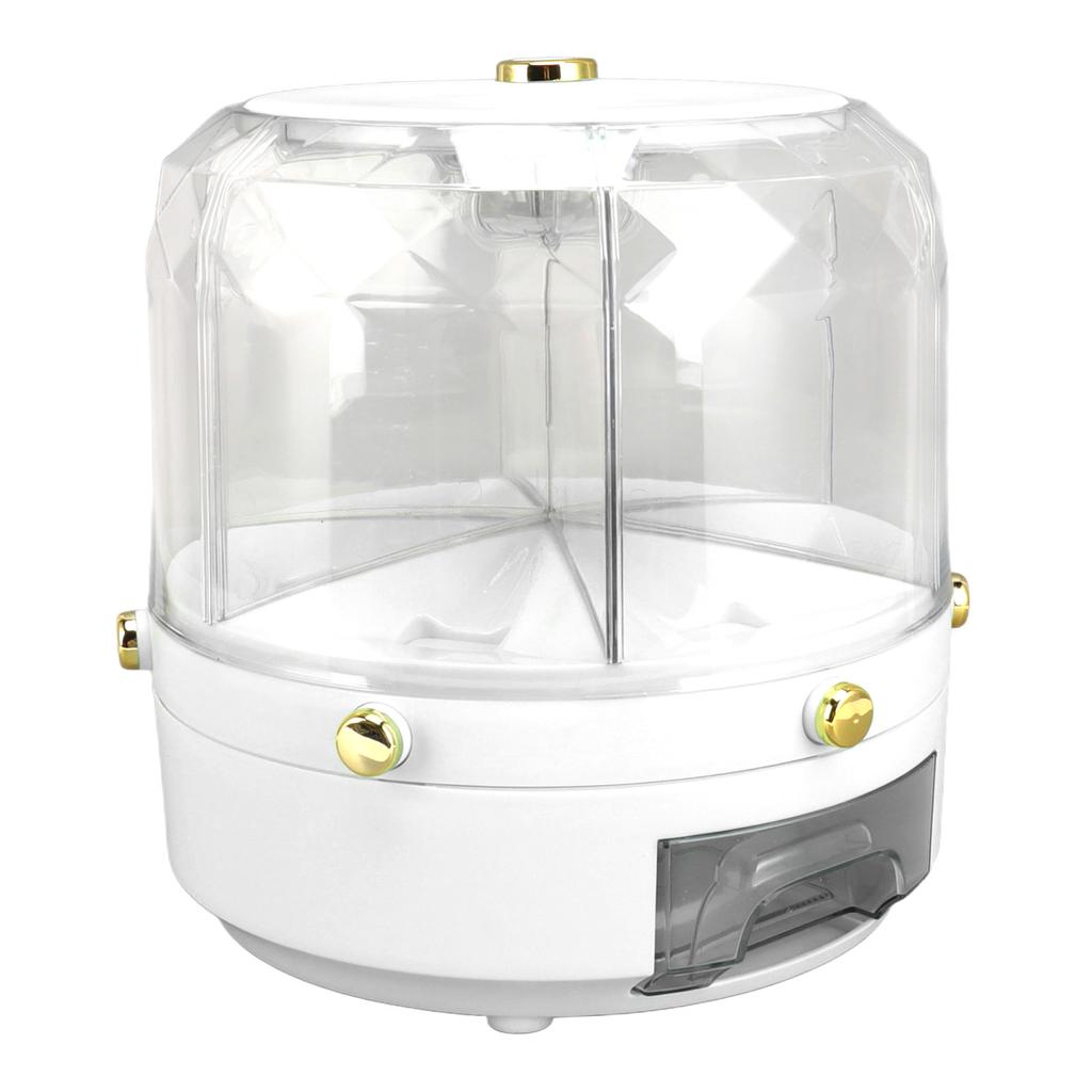Rotatable Grains Storage Box 6 Grid 6KG 360 Degree Rotating Rice Dispenser for Rice Beans Grains Household Kitchen White