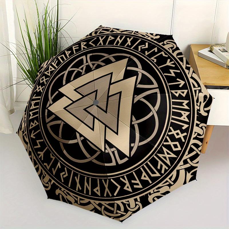 Viking Valknut Symbol Norse Runes Decorative Sticker DecalUmbrella, Portable 3-Fold Compact Umbrella,Christmas Gift ES452