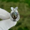 Natural Labradorite Gemstone Solitaire Adjustable Ring 925 Silver For Girls