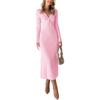 Women's Spring Fall V Neck Long Sleeve Fishtail Sweater Dress Ribbed Knit Slim Fit Bodycon Midi Dress for Women Solid Color Pencil Long Dress