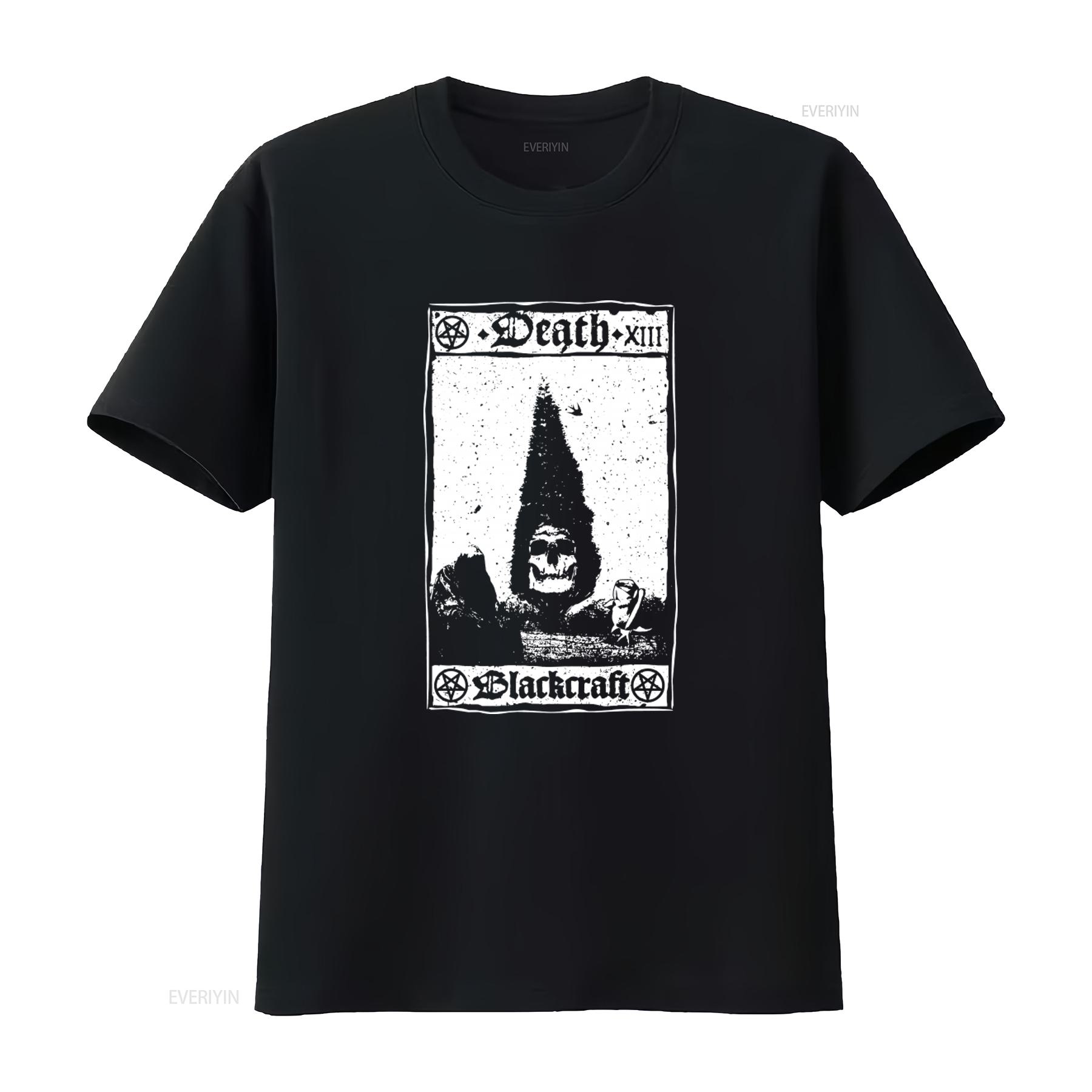 

Blackcraft Cult Death Tarot Card Gothic Punk Pentagram Satanic T Shirt vintage Washed homme streetwear designer clothes 4XL
