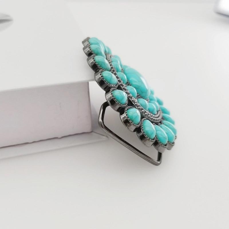 Vintage vyřezávaná přezka na opasek s květinovým vzorem Náhradní díl Snadné použití Těžká kamenná přezka na opasek Náhradní díly pro dospělé