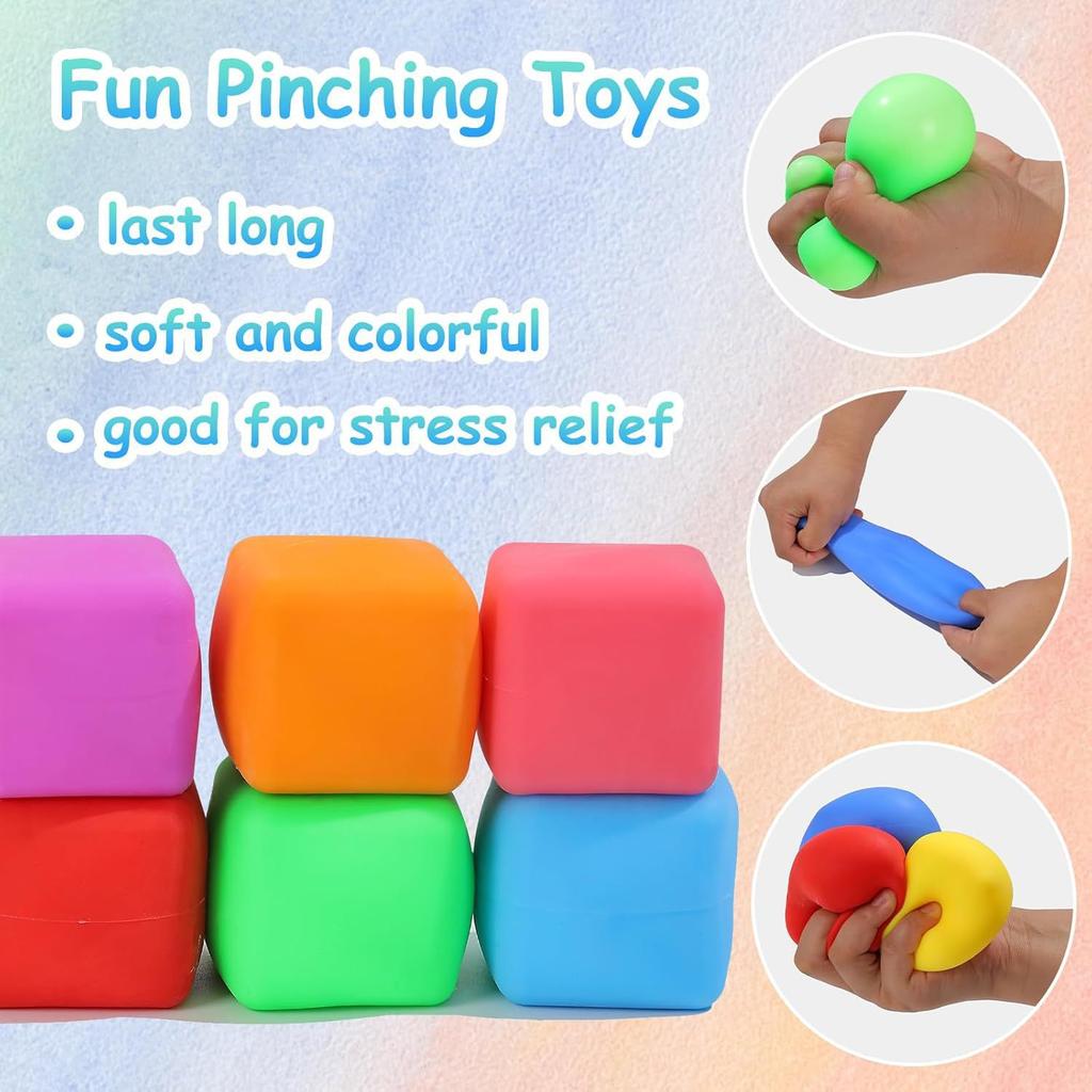 5/15/30PCS 3cm Rainbow Tofu Stress Balls Sensory Toys Decompression Slow Rebound Stress Relief Fidget Toys for Kids Adult Gifts