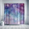 Hexagonal Snowflake Shower Curtain Set, Beautiful Snowy Scenery, Fantastic Art, Bathtub Partition, Modern Bath Decor