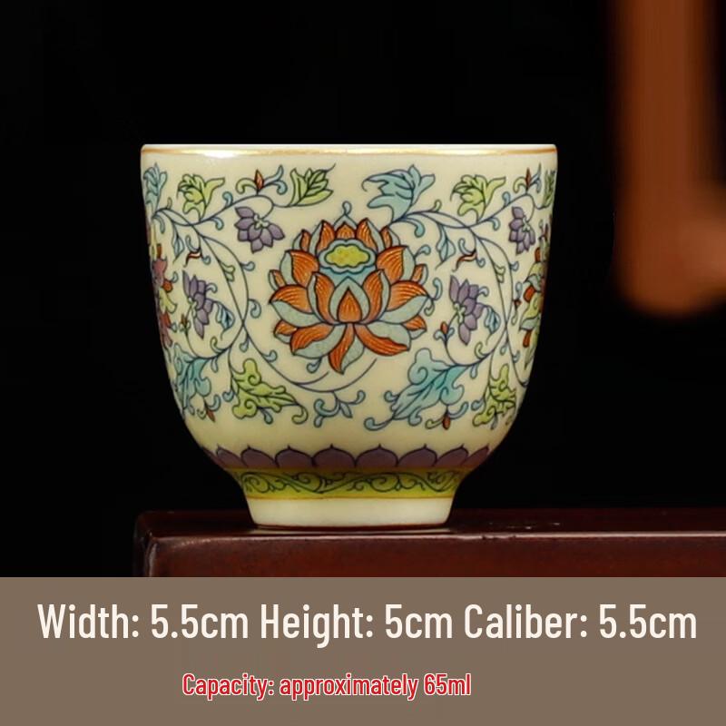 Cha Xun Ru Kiln Blue & White Blooming Flowers Sancai Gaiwan