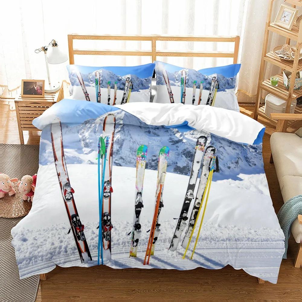 Mountain Ski Extreme Duvet Cover Set UK Single Double Queen US Twin Full King Size pkm Bed Linen Set