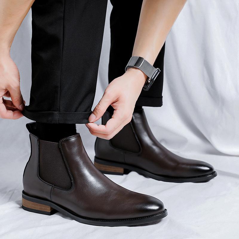 Fashion Street Style Men Business Botas Casual Shoes Personality Men's High Top Shoes Leather  Ankle Boots Anti Slip Male Chelsea Boots