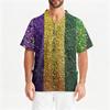 Men's Printing Short Sleeve V-neck Working Blouse Chest Pocket Carer Top