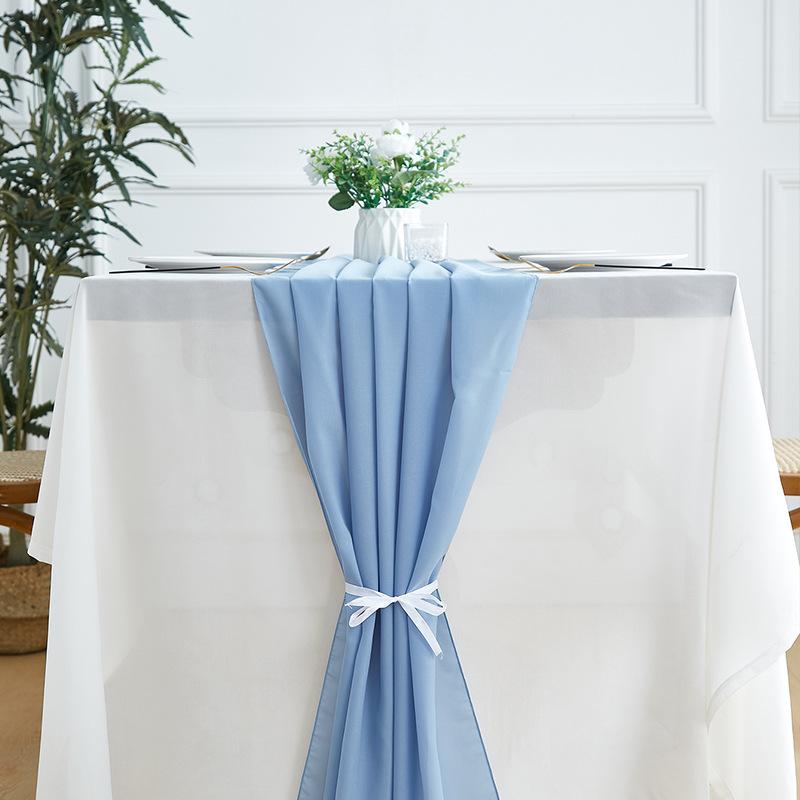 Chiffon Tischläufer 70 x 300cm, Weiche durchsichtige Tischfahne für Hochzeitsfeier Bankett, Elegante einfarbige Tischdekoration