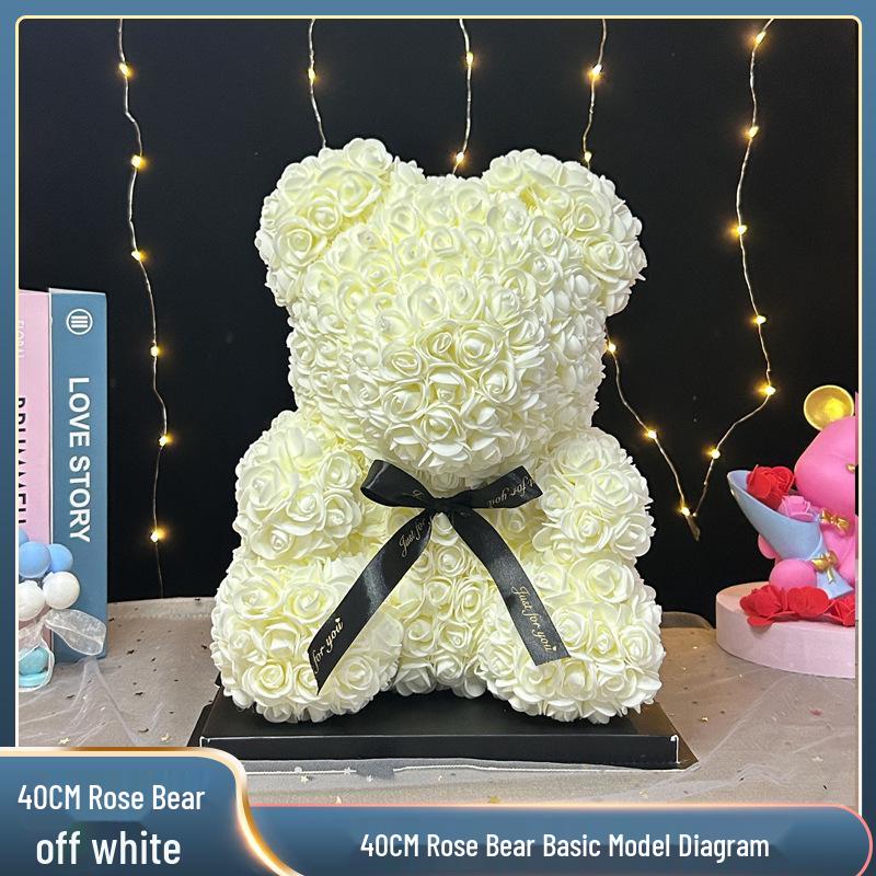 Eternal Rose Bear: Valentine's, Mother's Day & Birthday Gift, Floral Bouquet Ornament for Girlfriend.