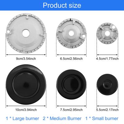 4Pcs Cooker Hat Set Metal Cooktop Burner Cap and Burner Head Replacement Kit Heat Resistant Gas Stove Burner Caps for Most Gas