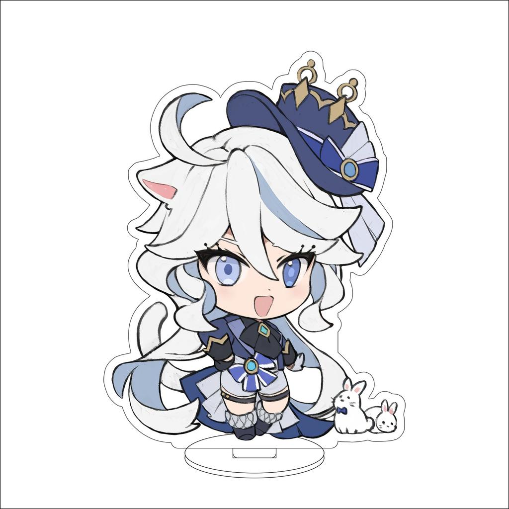 10CM Anime Genshin Impact Figure Stand Model Furina de Fontaine Cute Desk Decor Standing Sign Gifts