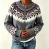 Women's Cardigan Sweater Round Neck Button Up Retro Loose Fit Knit Coat for Fall Winter