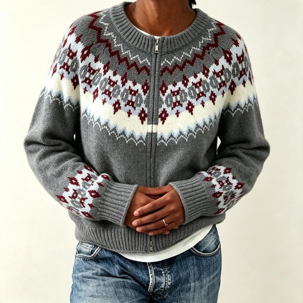 Women's Cardigan Sweater Round Neck Button Up Retro Loose Fit Knit Coat for Fall Winter
