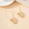 1 Pair of Gold Line Earrings, Leaf Decoration, Fashionable, Light Luxury and Elegant Daily Versatility