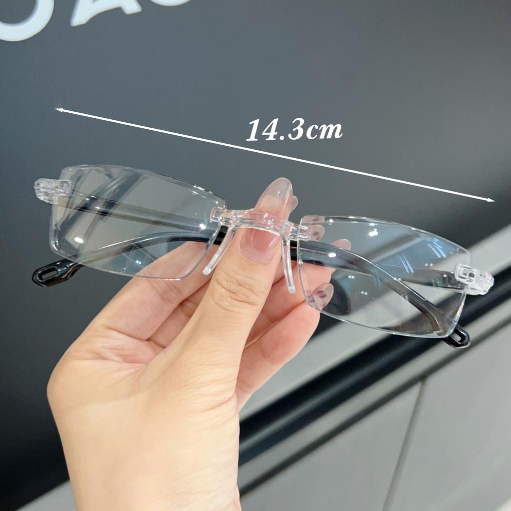 Y2k Narrow-frame Glasses Square Rimless Anti-Blue Light Glasse Women Men Fashion Computer Reading Eyewear Ultra Light Eyeglasses