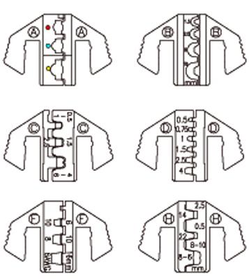 Set of pliers with interchangeable inserts for cable end clamps - KY42107GX