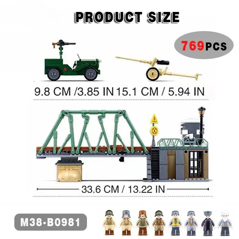 769 dílků Bojiště v Budapešti Scéna s mostem Stavebnice Klasický válečný výhled Modelová sada kostek Dětská hračka Dárek bez krabice