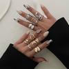 6-Piece Set Asymmetrical Water Drop Multilayer Ring Suit Fashion Fashion Trendy Personality Non-Mainstream Style Ring Combination
