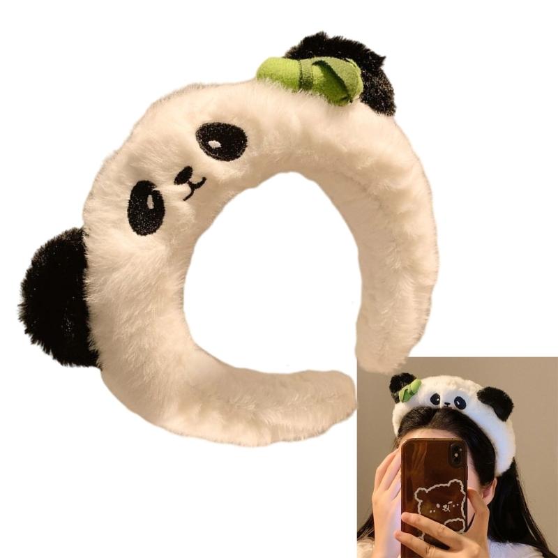 Lovely Panda Plush Headbands Comfortable Women Hair Hoop Soft Kids Headwear for Parties Or Daily Wear