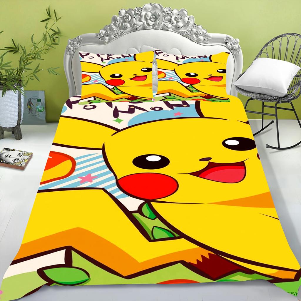 Electric Mouse Bedding Set Children'S Bedding Set Squirtle Quilt Duvet Cover King Size Twin Covers Children Printed 100% Polyest