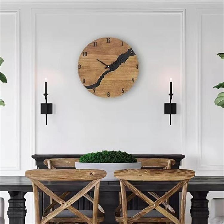 Moderne Wanduhr mit Rissmuster ohne Ticken Holz 30cm Hängeuhren für Büro Wohnzimmer Küche Schule