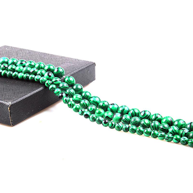 Synthetic Malachite Loose Beads for DIY Jewelry Accessories, Semi-Finished Round Beads, Green Malachite Beads