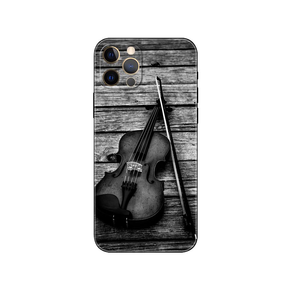 Classic Music Violin Music Notes Black Tpu Case for Iphone 5 5s Se 6 6s 7 8 Plus X 10 XR XS 11 12 13 Mini Pro MAX Back Cover