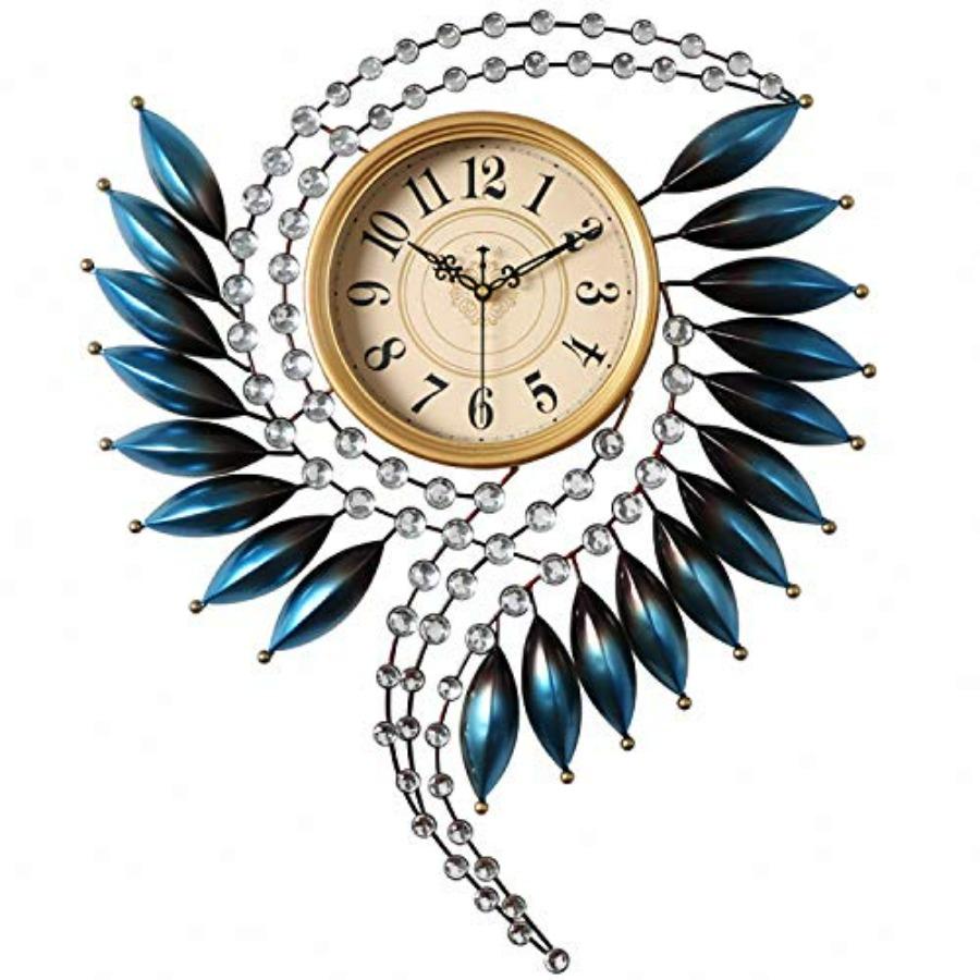 

Crystal Metal Wall Clock Silent Non Ticking 26×21 Quality Quartz Battery Operated Decorative Clock in Silver for Kitchen Living різнокольоровий