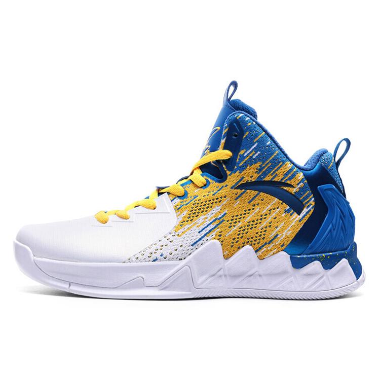 new Anta KT2 Cushioning Anti Slip Wear Resistant Breathability Low Top Performance Basketball Shoes Men's White Blue Yellow