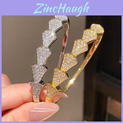 Geometric Cuff Bracelet With Cubic Zirconia For Fashion Casuals