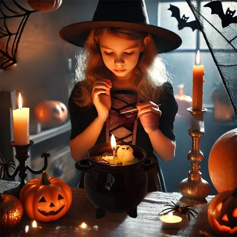 Environmental Friendly Soyabean Candlewax Necromancer Container Candle Earthenware Halloween Party Highlight Safe For Kids Animals