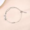 S925 Sterling Silver Crushed Ice Butterfly Bracelet for Women, Double Layer Stackable, Elegant Light Luxury Jewelry Gift for Girlfriend.