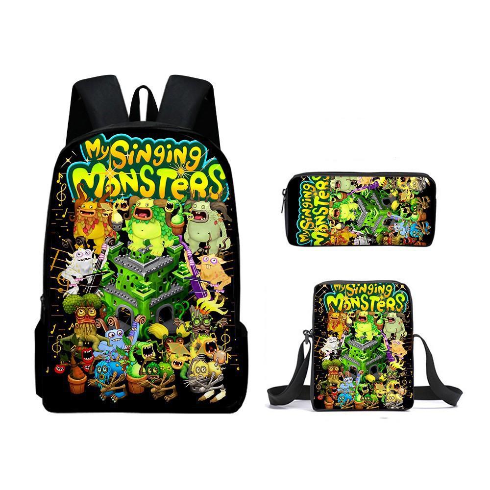 Mysingingmonsters Monster Concert Schoolbag Cartoon Backpack Satchel Pencil Case Three-Piece Set Three-piece set