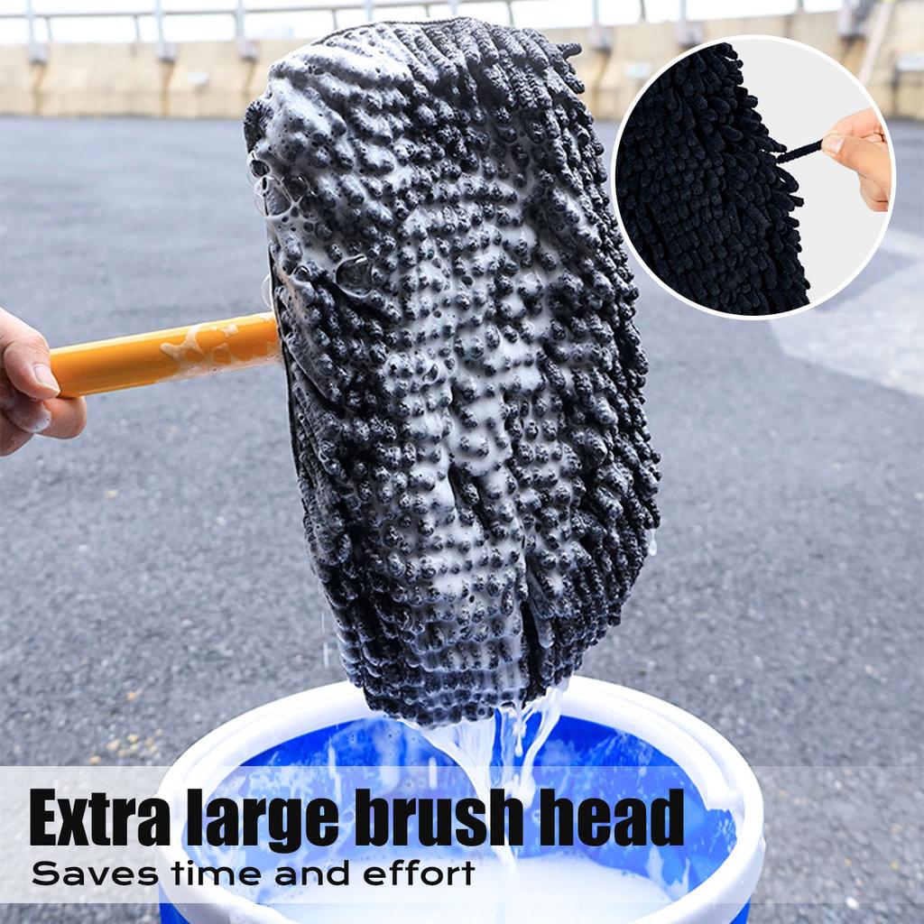 Car Wash Mop Telescopic Car Cleaning Brush Long Handle Rotatable Car Cleaning Mop Water Absorption Wash Brush Car Accessories