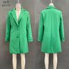 2026 Womens Vintage Casual Mid-Length Lapel Wool Blend Coat Solid Color Single-Breasted Outerwear