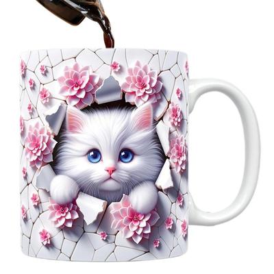 Cat Cup Cute Winter Ceramic Tea Cups Holiday Coffee Latte Mug Novelty Space Design Drinking Cups For Milk Tea Coffee Cocoa Water